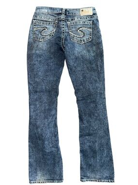 Silver Jeans Aiko Bootcut Jeans 28x33 Mid Rise Thick Stitch Western Y2K Studs